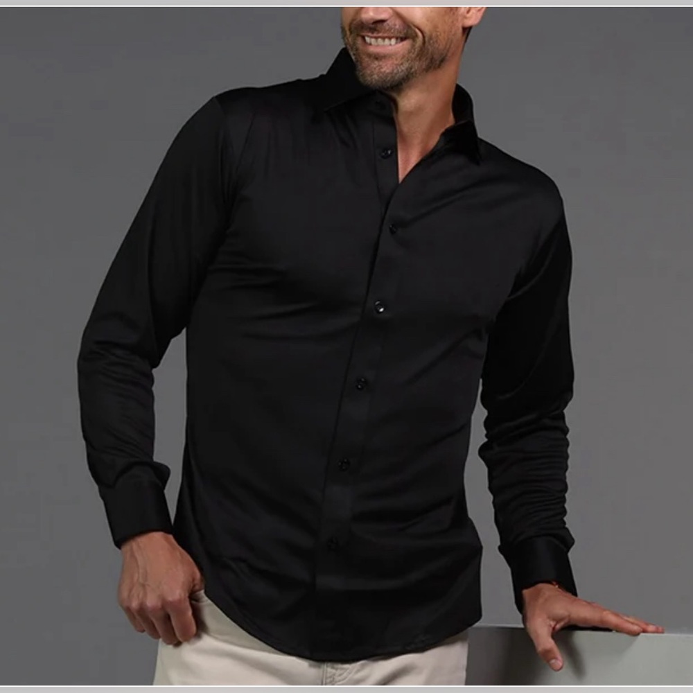 Collars & Co. Quattro Flex Dress Shirt Black Size Medium NEW no tags
